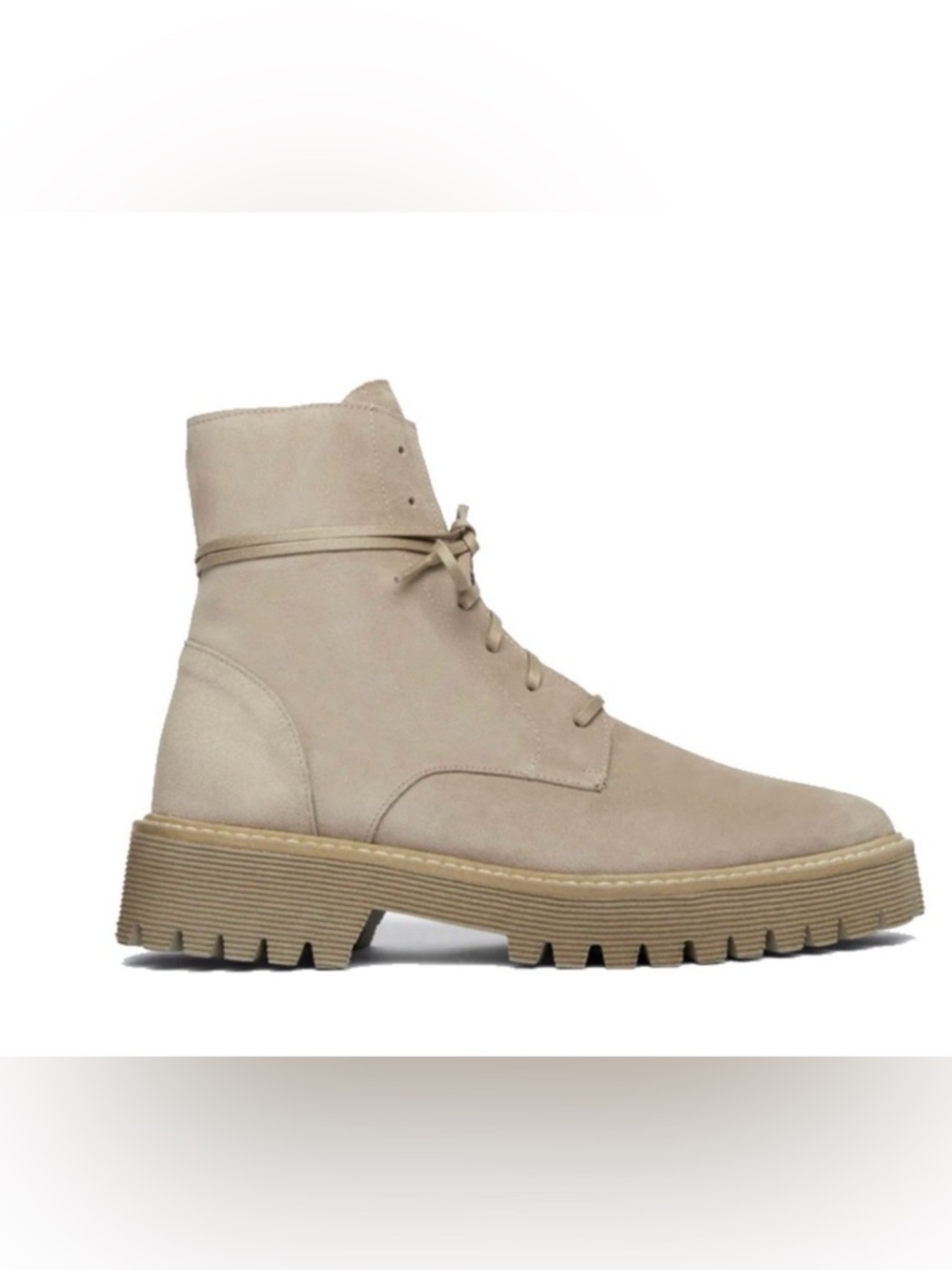 Freda Salvador Emi Combat Boots In Stone Suede Water Resistant Size 9.5